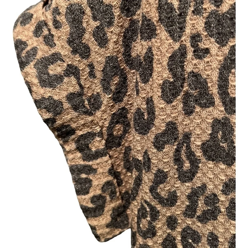 Iwollwnce Animal Print Waffle Short Sleeve Dress with Pockets Small